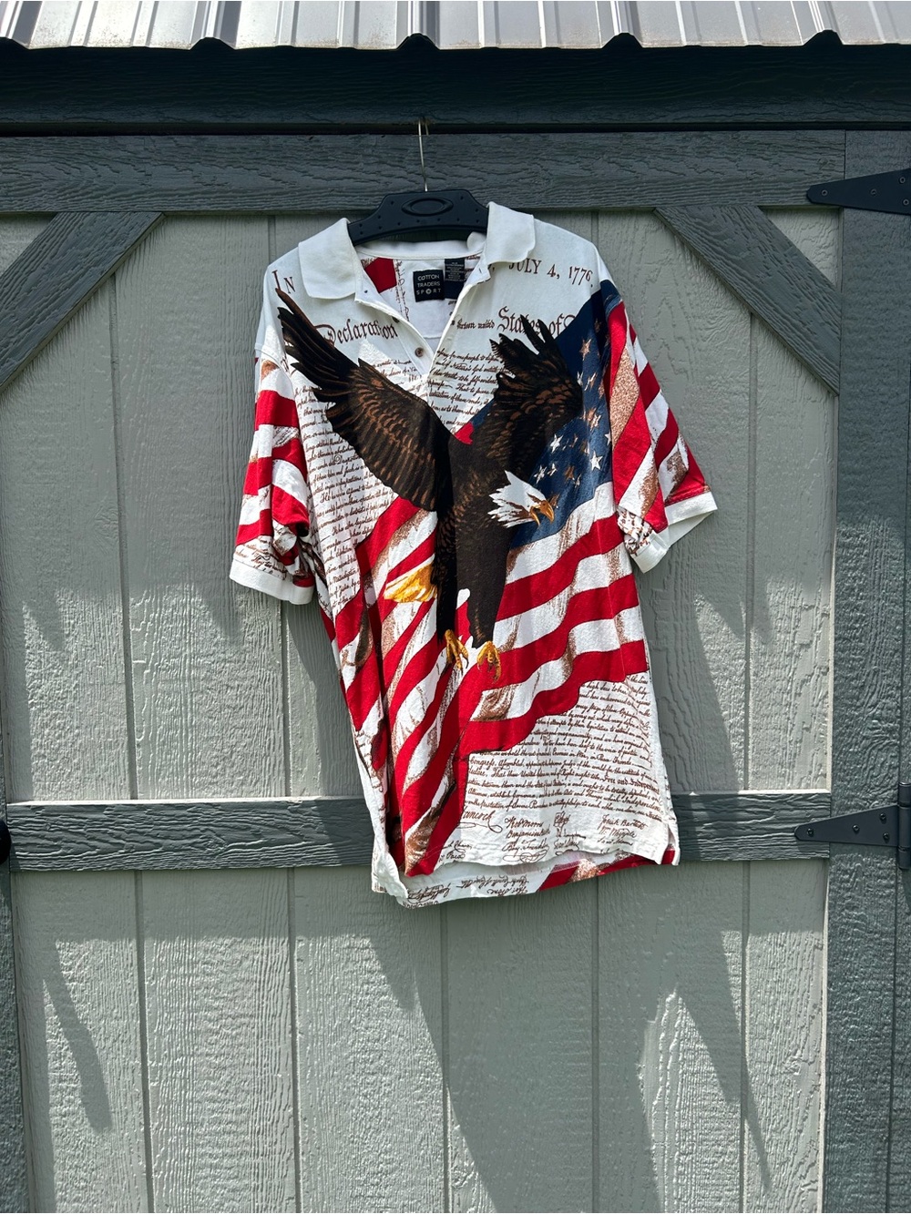 Cotton Traders Sport XL Patriotic Eagle Flag Polo